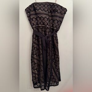LOFT Black Lace Strapless Dress